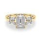 Contemporary Floral Emerald Cut Engagement Ring