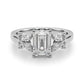 Contemporary Floral Emerald Cut Engagement Ring