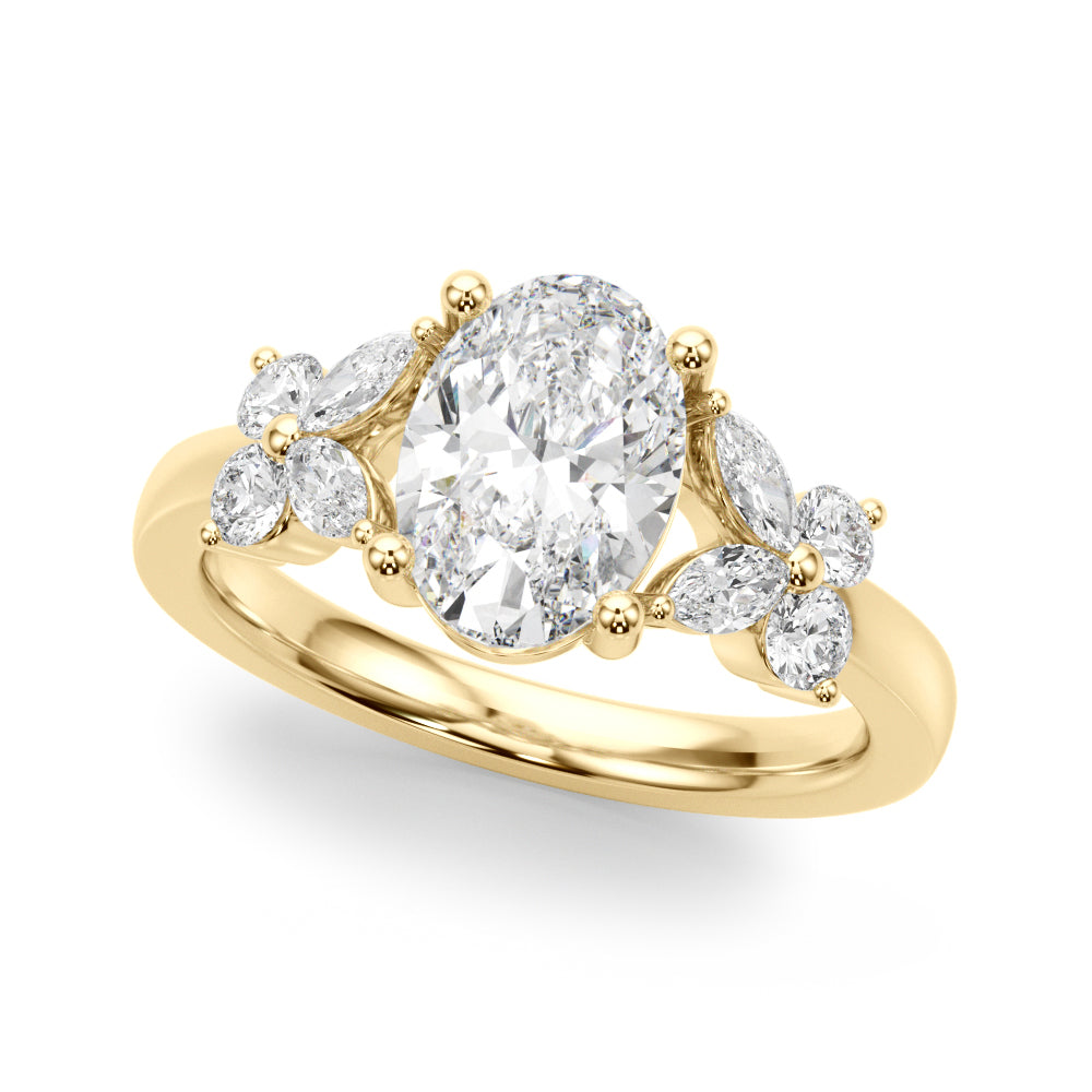 Floral Oval Engagement Ring