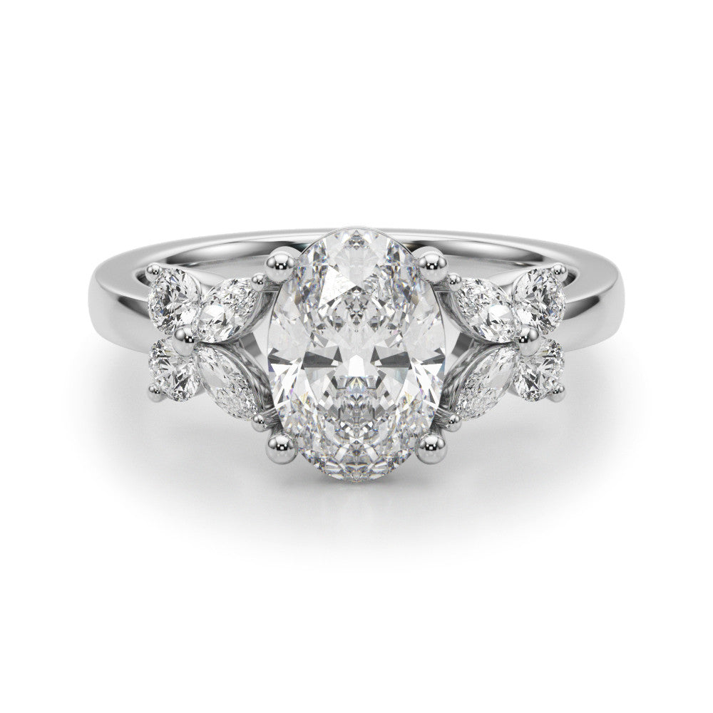 Floral Oval Engagement Ring