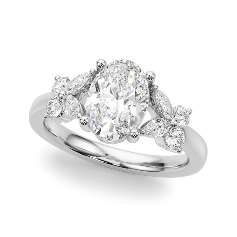 Floral Oval Engagement Ring