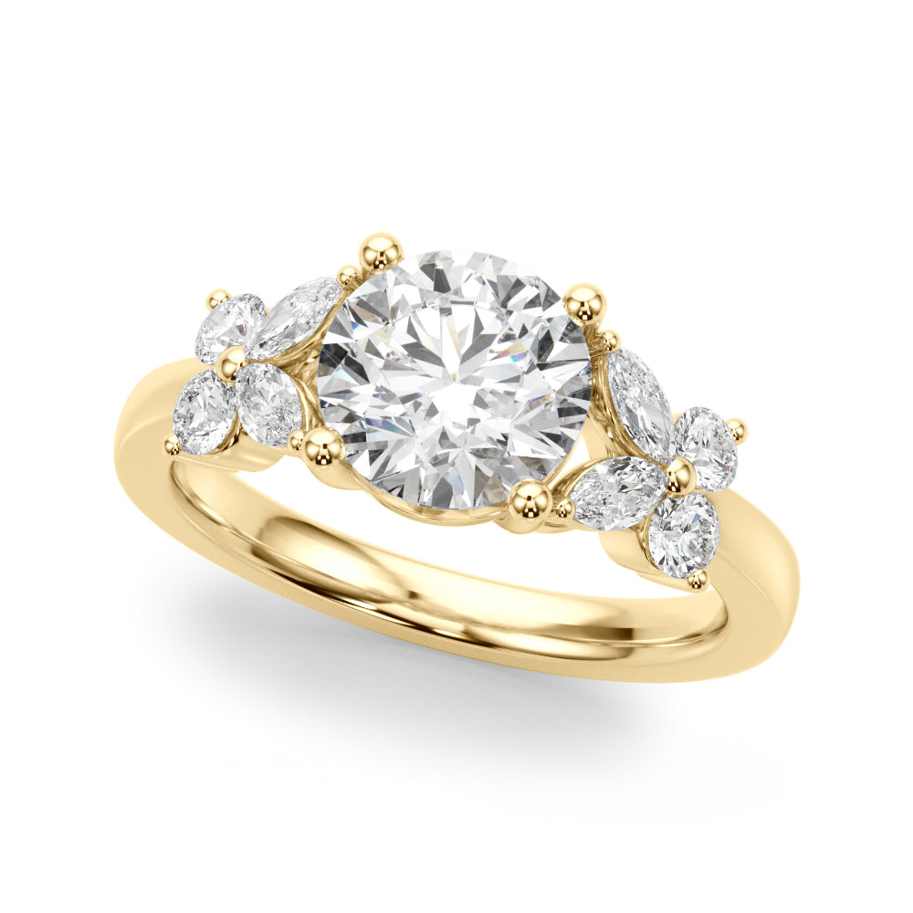 Floral Round Engagement Ring