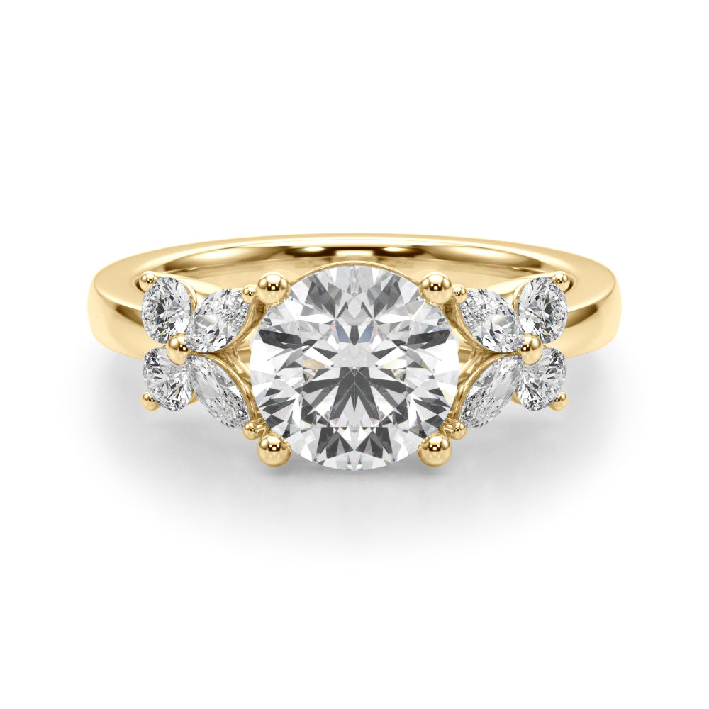 Floral Round Engagement Ring