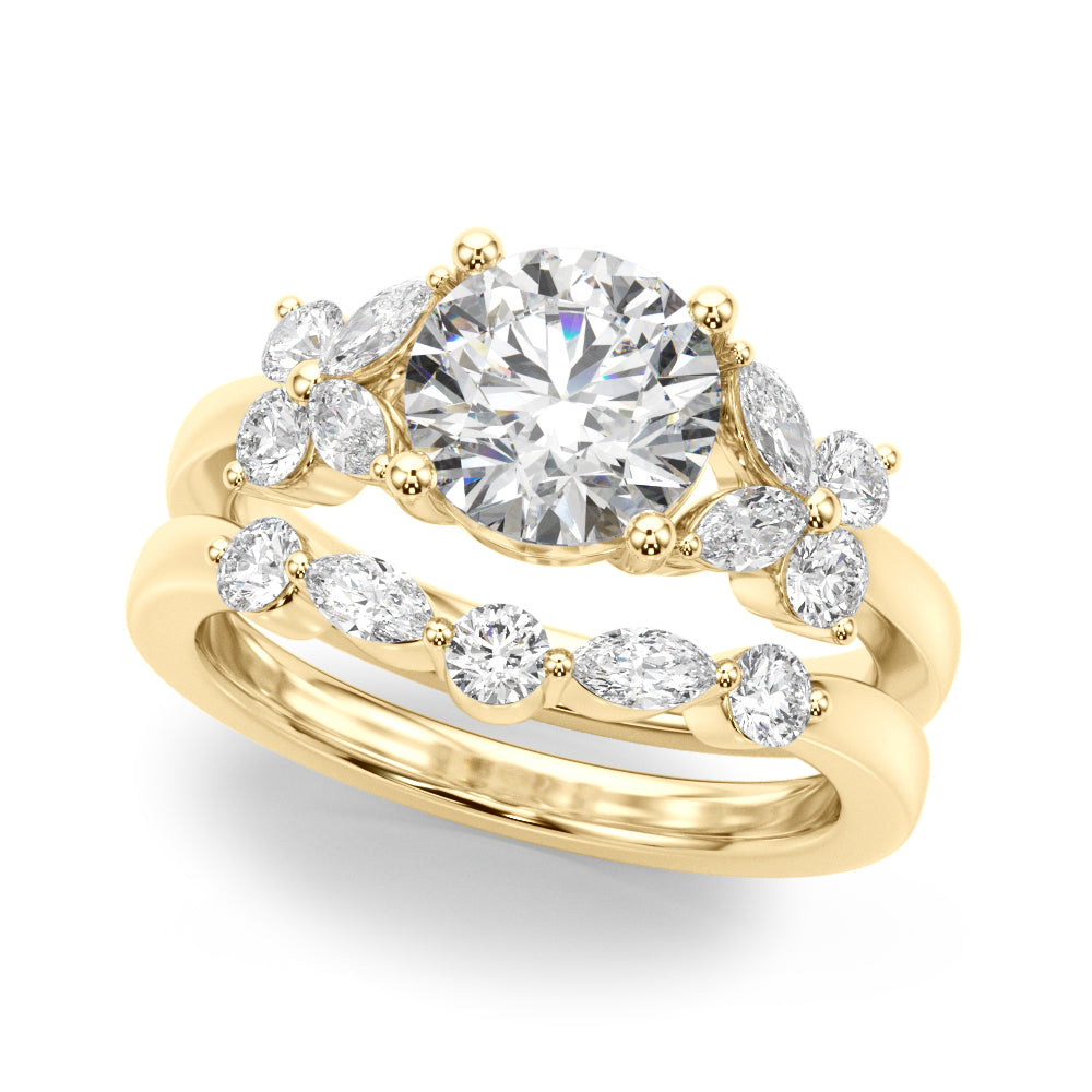 Floral Round Engagement Ring