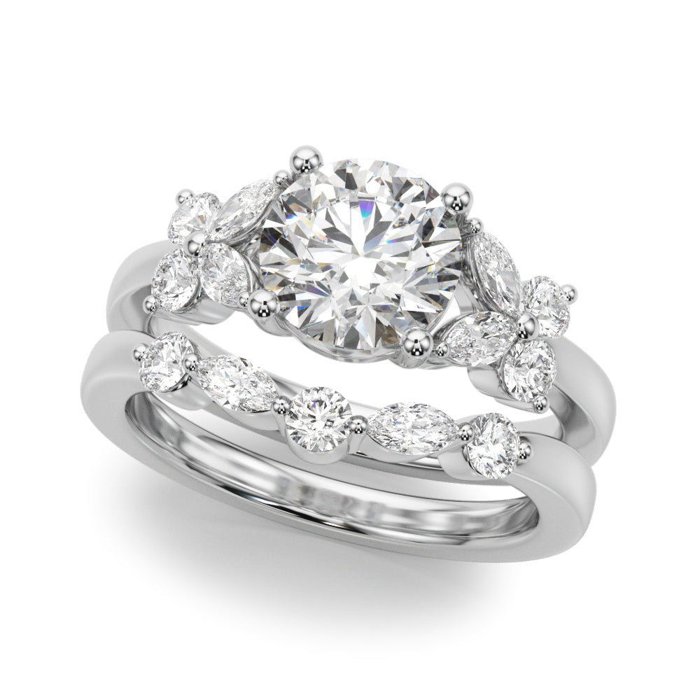 Floral Round Engagement Ring