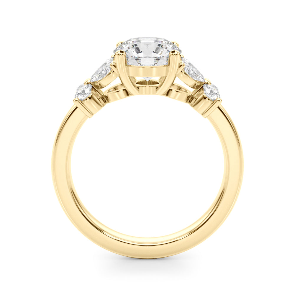 Floral Round Engagement Ring