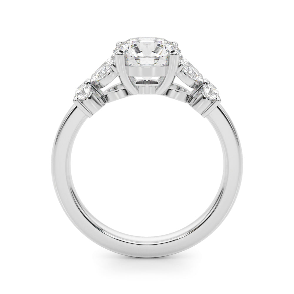 Floral Round Engagement Ring