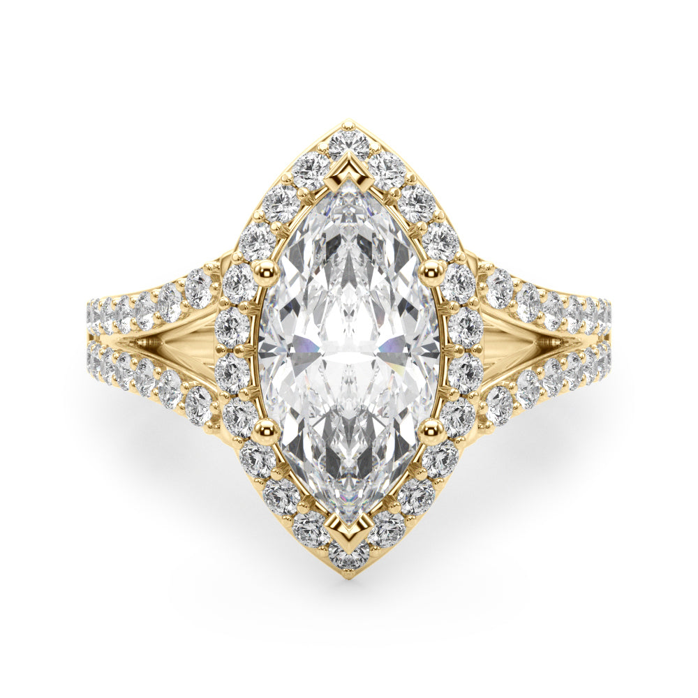 Split Shank Marquise Halo Engagement Ring