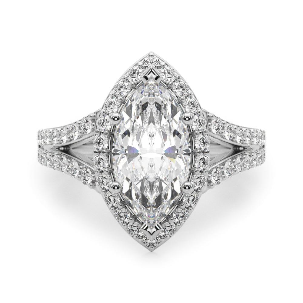 Split Shank Marquise Halo Engagement Ring