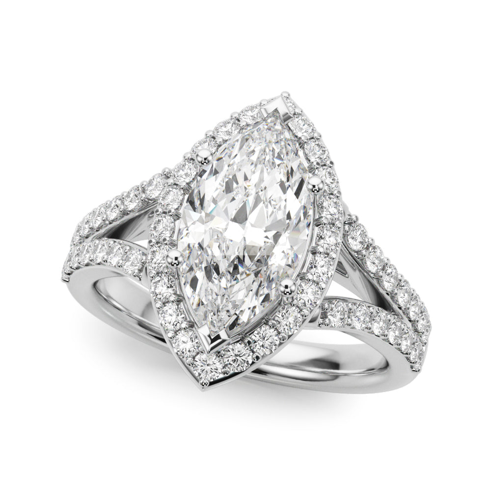 Split Shank Marquise Halo Engagement Ring