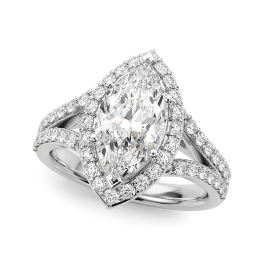 Split Shank Marquise Halo Engagement Ring