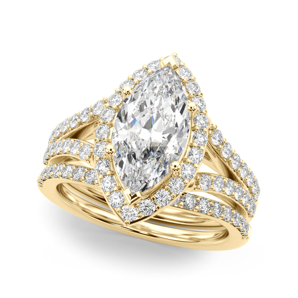 Split Shank Marquise Halo Engagement Ring