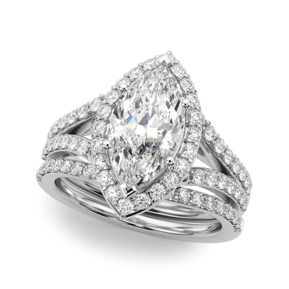 Split Shank Marquise Halo Engagement Ring