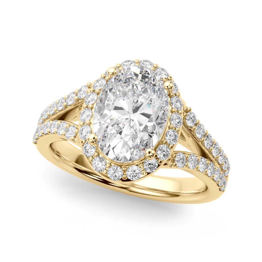 Split Shank Oval Halo Engagement Ring
