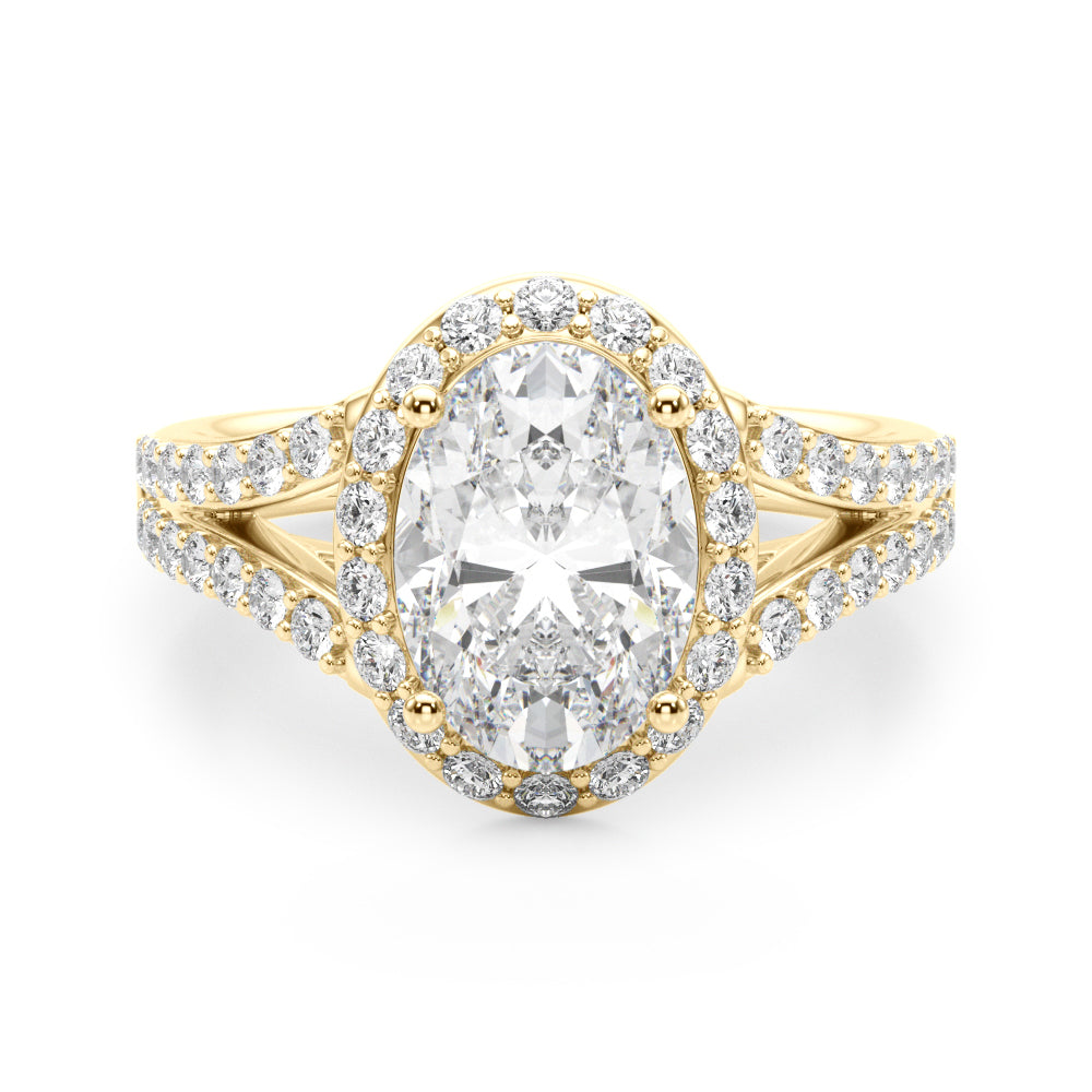 Split Shank Oval Halo Engagement Ring