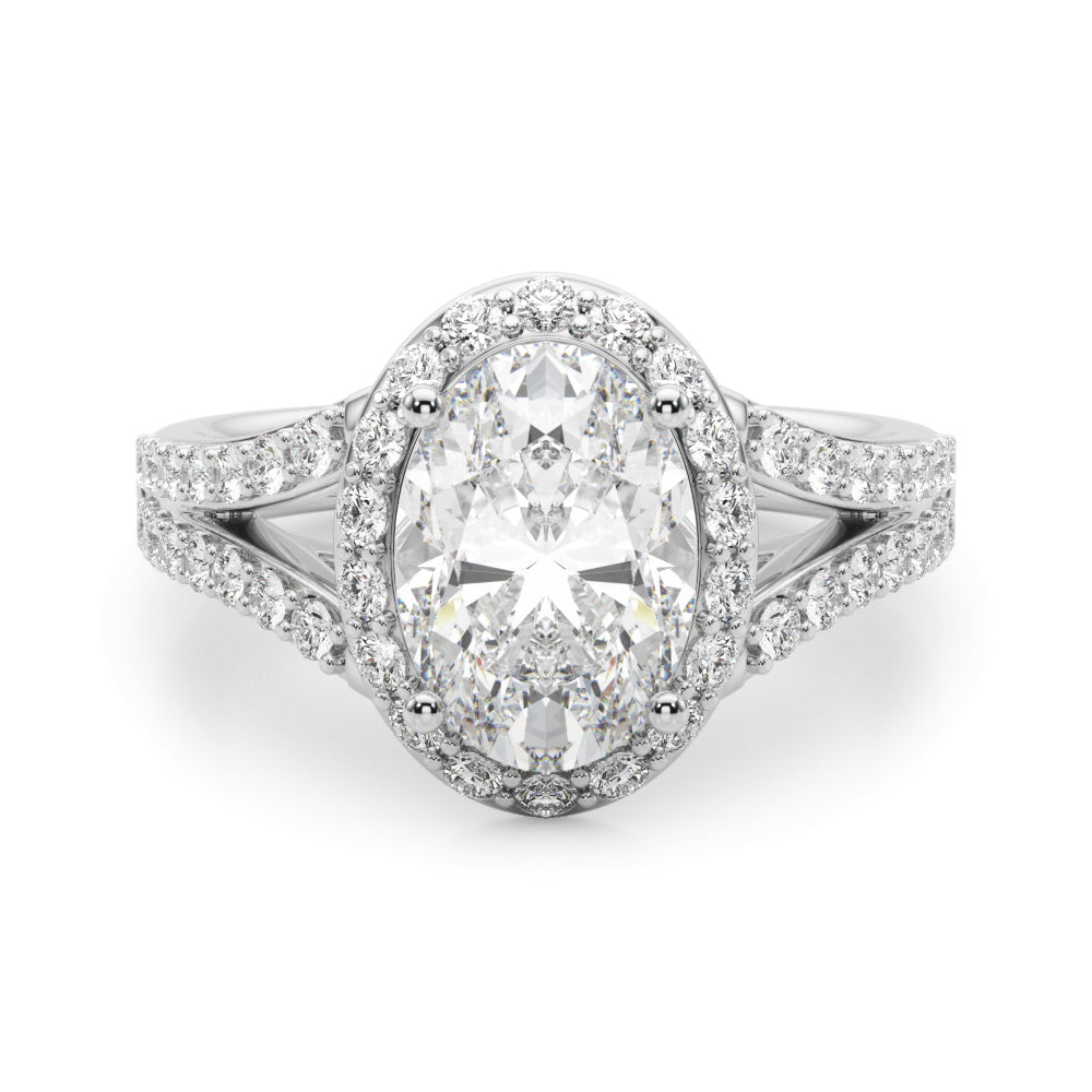 Split Shank Oval Halo Engagement Ring
