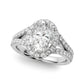 Split Shank Oval Halo Engagement Ring