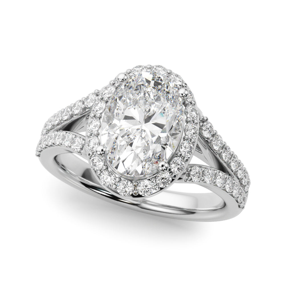 Split Shank Oval Halo Engagement Ring