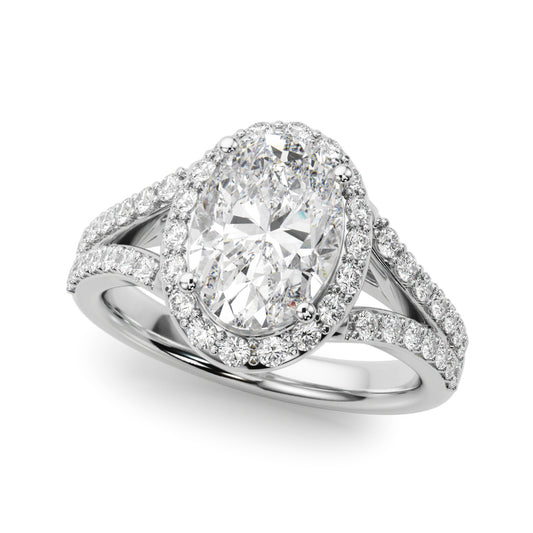 Split Shank Oval Halo Engagement Ring
