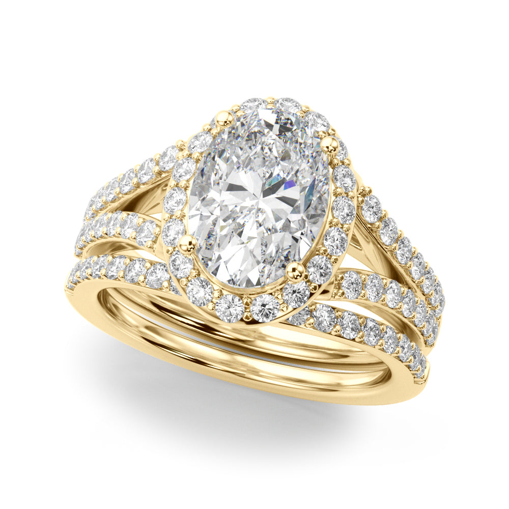 Split Shank Oval Halo Engagement Ring