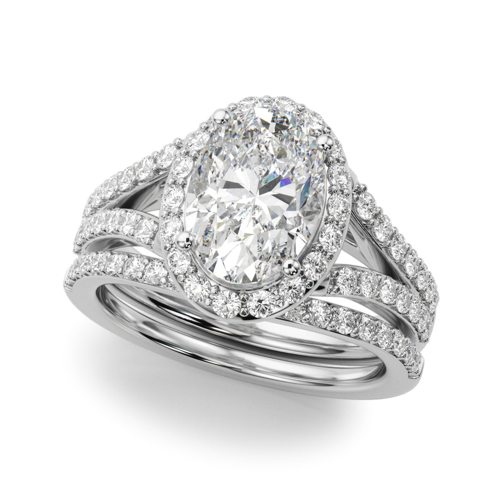 Split Shank Oval Halo Engagement Ring