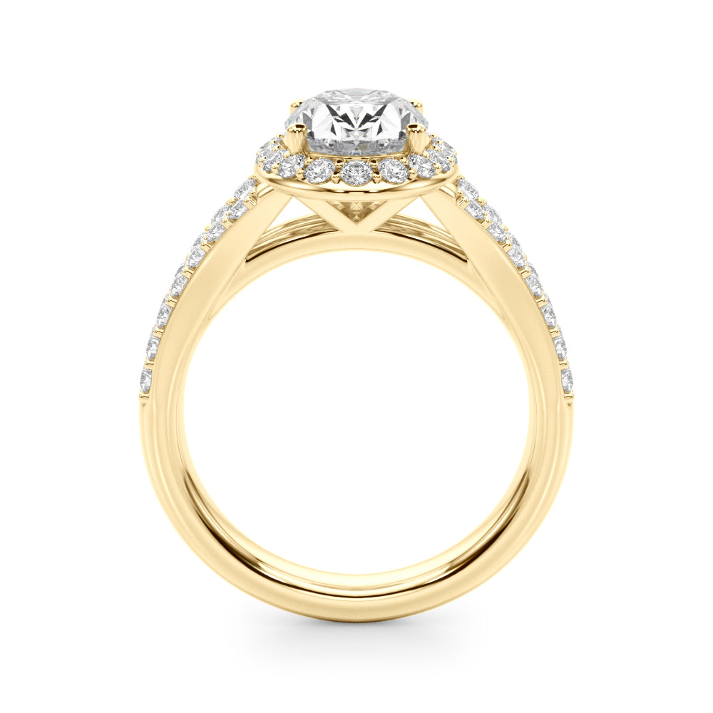 Split Shank Oval Halo Engagement Ring