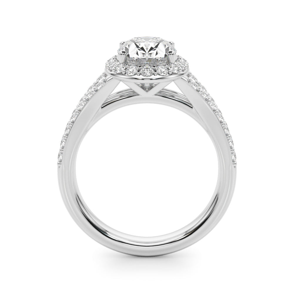 Split Shank Oval Halo Engagement Ring