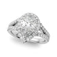 Split Shank Pear Halo Engagement Ring