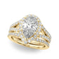 Split Shank Pear Halo Engagement Ring