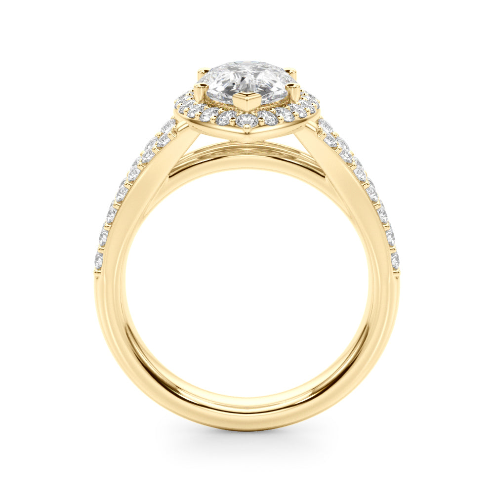 Split Shank Pear Halo Engagement Ring