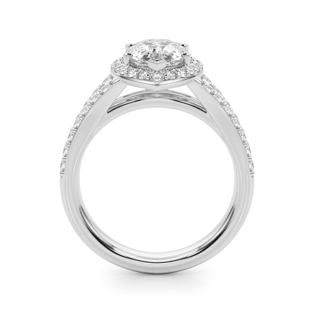 Split Shank Pear Halo Engagement Ring