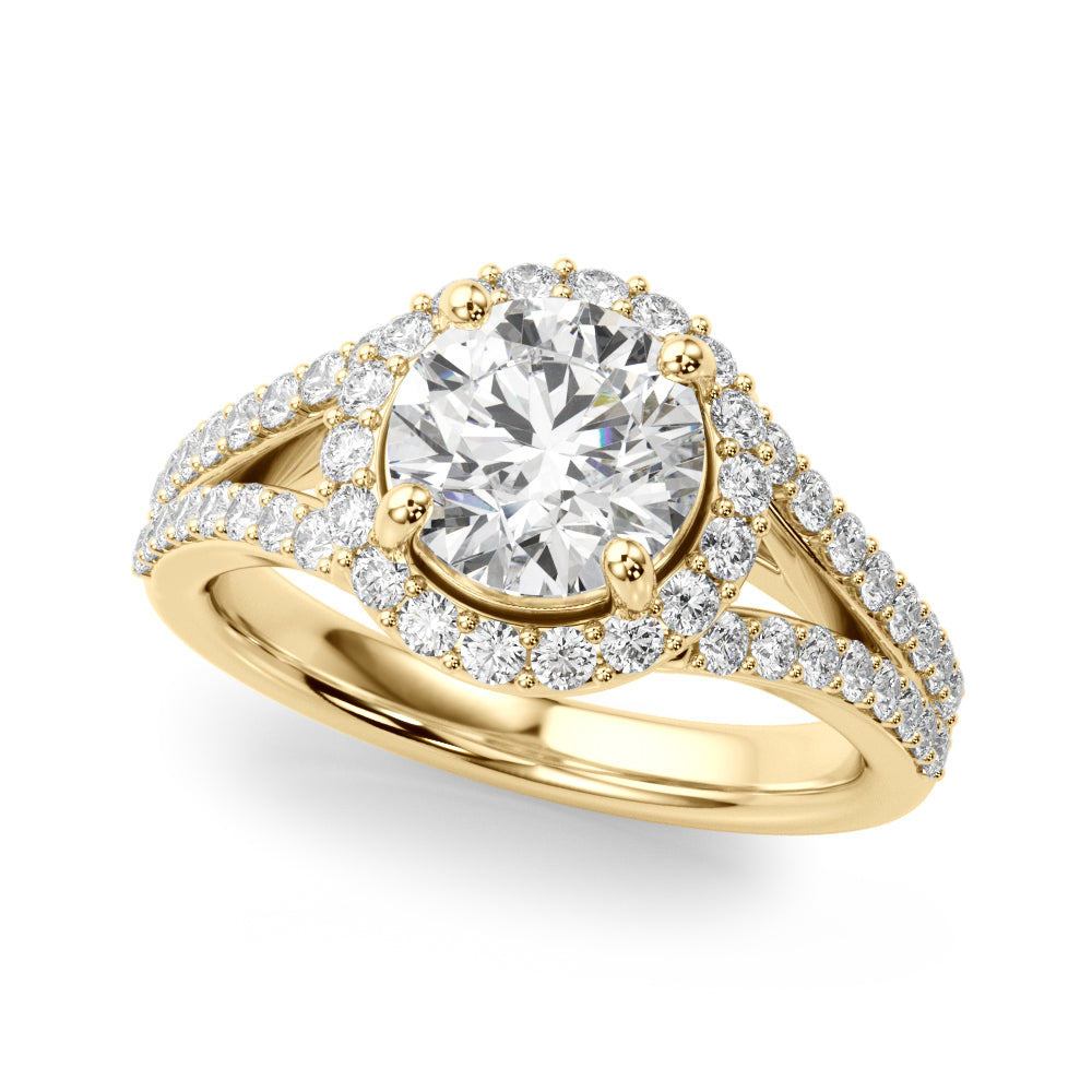 Split Shank Round Halo Engagement Ring