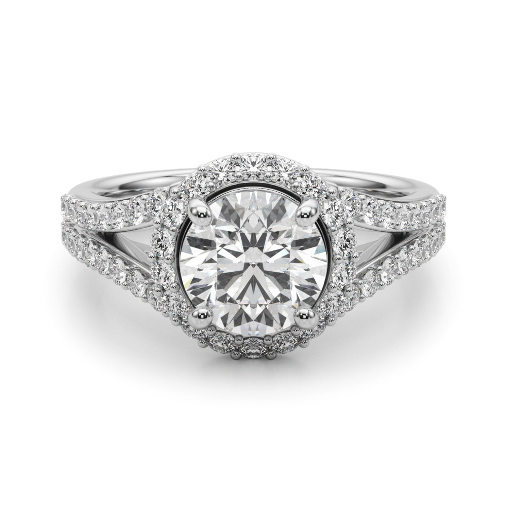 Split Shank Round Halo Engagement Ring