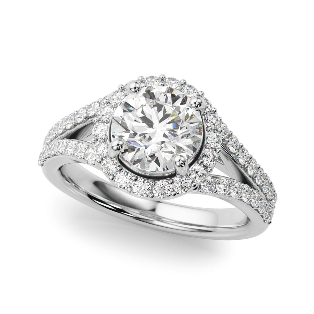 Split Shank Round Halo Engagement Ring