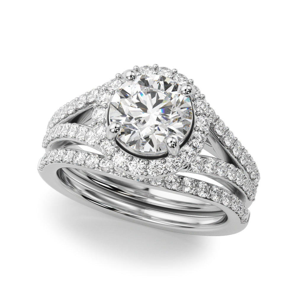 Split Shank Round Halo Engagement Ring