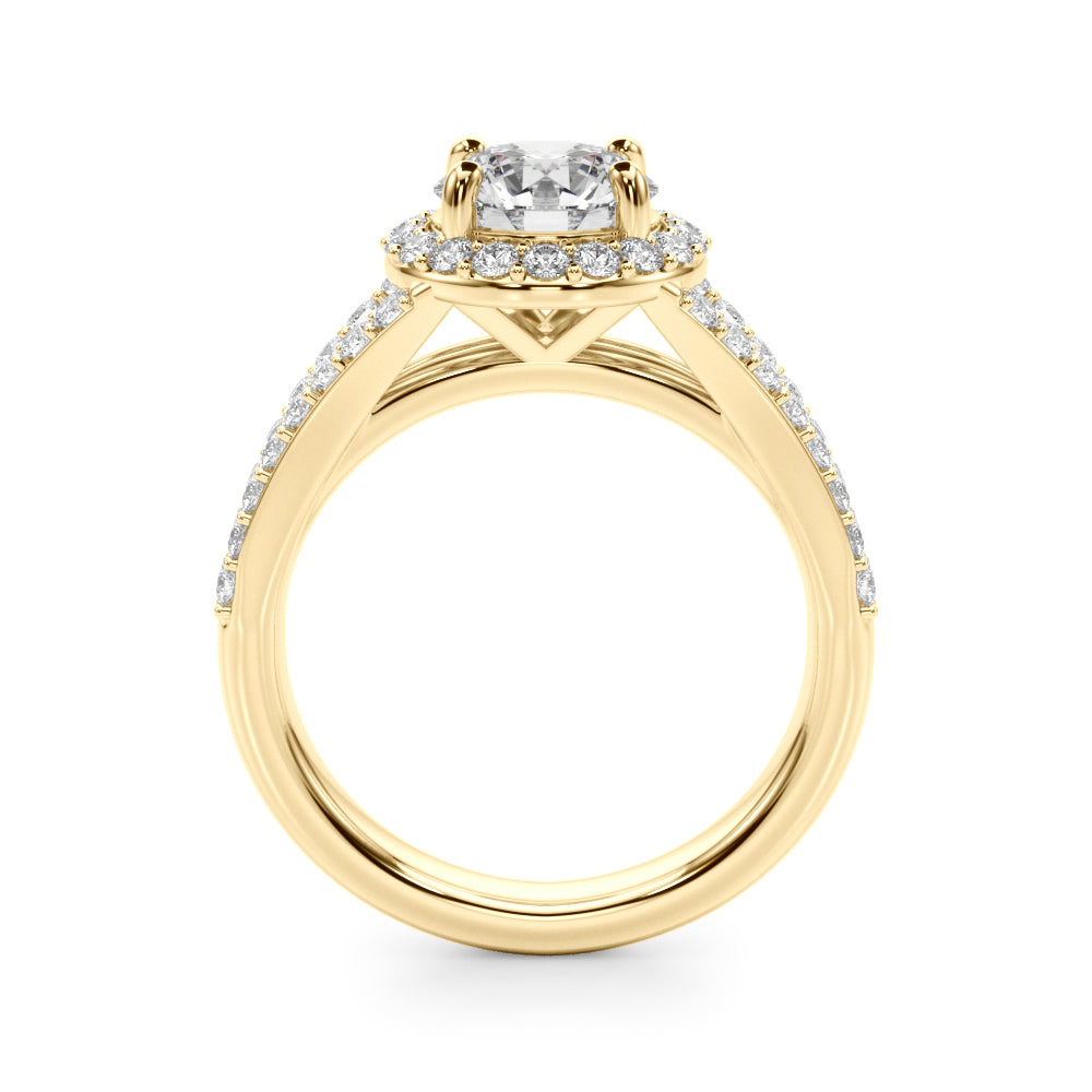 Split Shank Round Halo Engagement Ring