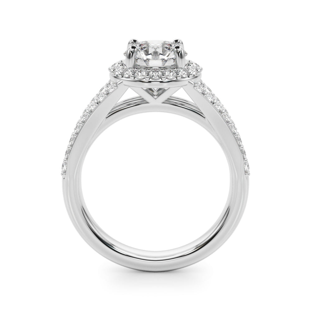 Split Shank Round Halo Engagement Ring
