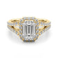 Split Shank Emerald Cut Halo Engagement Ring