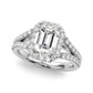Split Shank Emerald Cut Halo Engagement Ring