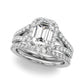 Split Shank Emerald Cut Halo Engagement Ring