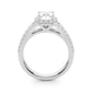 Split Shank Emerald Cut Halo Engagement Ring