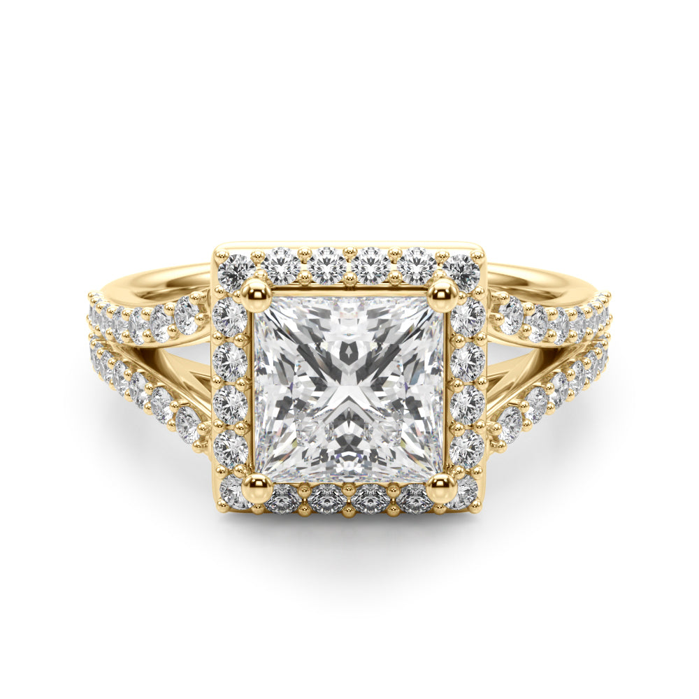 Split Shank Princess Cut Halo Engagement Ring