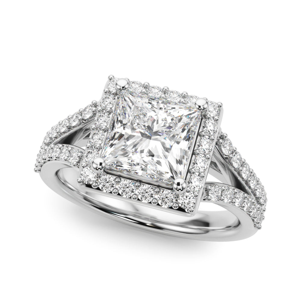 Split Shank Princess Cut Halo Engagement Ring