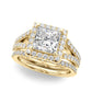 Split Shank Princess Cut Halo Engagement Ring