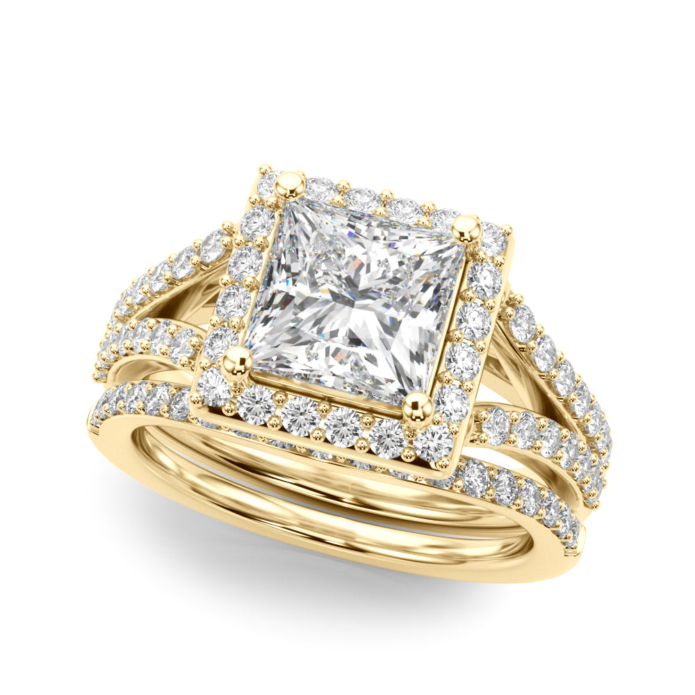 Split Shank Princess Cut Halo Engagement Ring