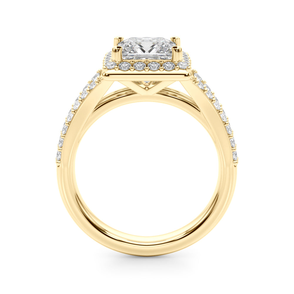 Split Shank Princess Cut Halo Engagement Ring