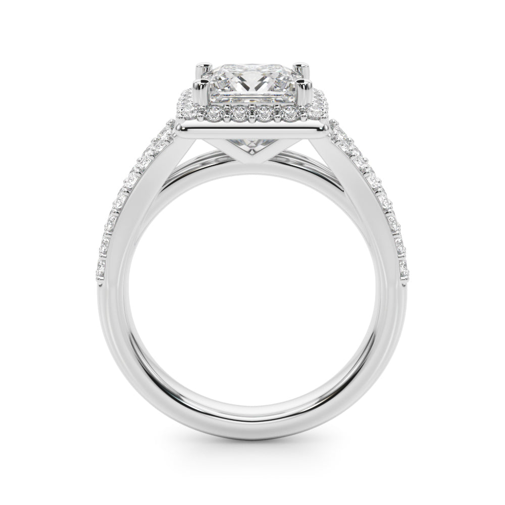 Split Shank Princess Cut Halo Engagement Ring