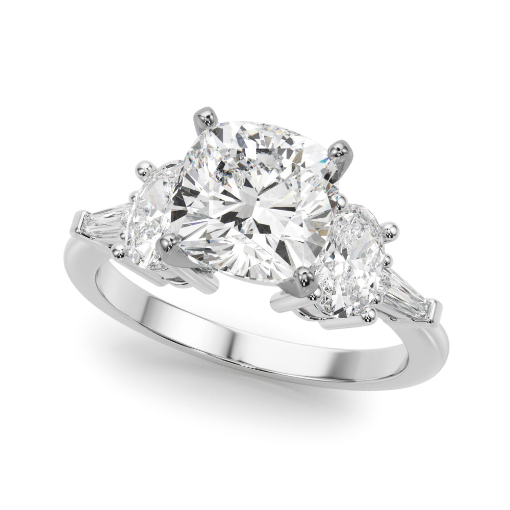 Tapered Baguette & Oval Accented Engagement Ring