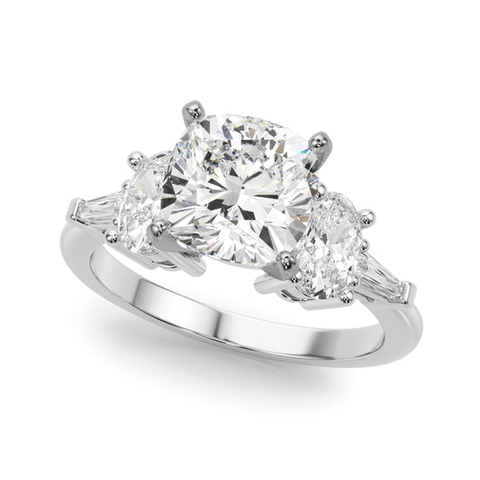 Tapered Baguette & Oval Accented Engagement Ring