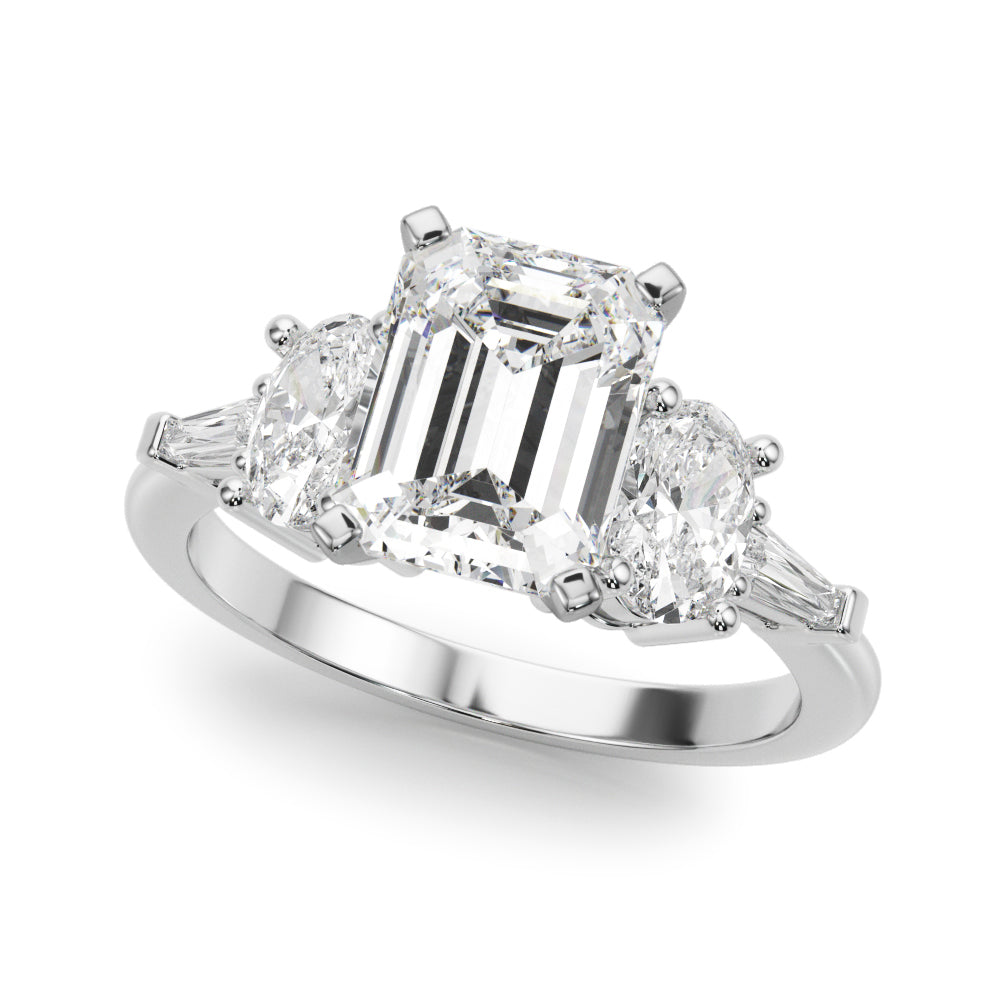 Tapered Baguette & Oval Accented Engagement Ring